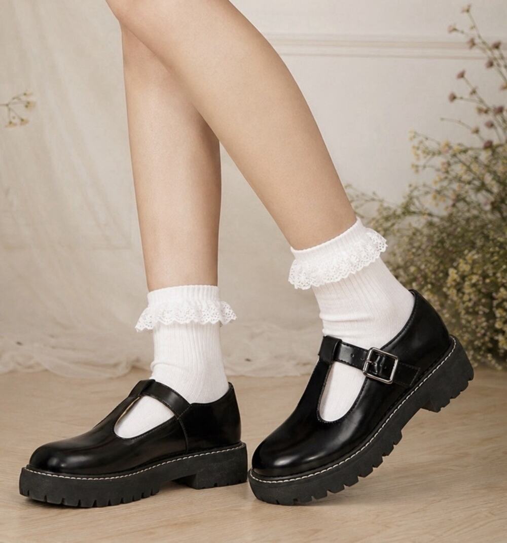 MADDEN GIRL HICKEY HOL002 BLACK MARY JANE PLATFORM BUCKLE SHOES 8.5M